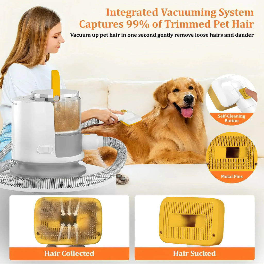 PUPPYOO 5-In-1 Dog & Cat Grooming Kit with Grooming Trimming Tool, 13000Pa Vacuum, 1.5L Dust Cup, 4M Cord, Whisper-Quiet Operation, Adjustable Guard Combs, Hair Remover Roller