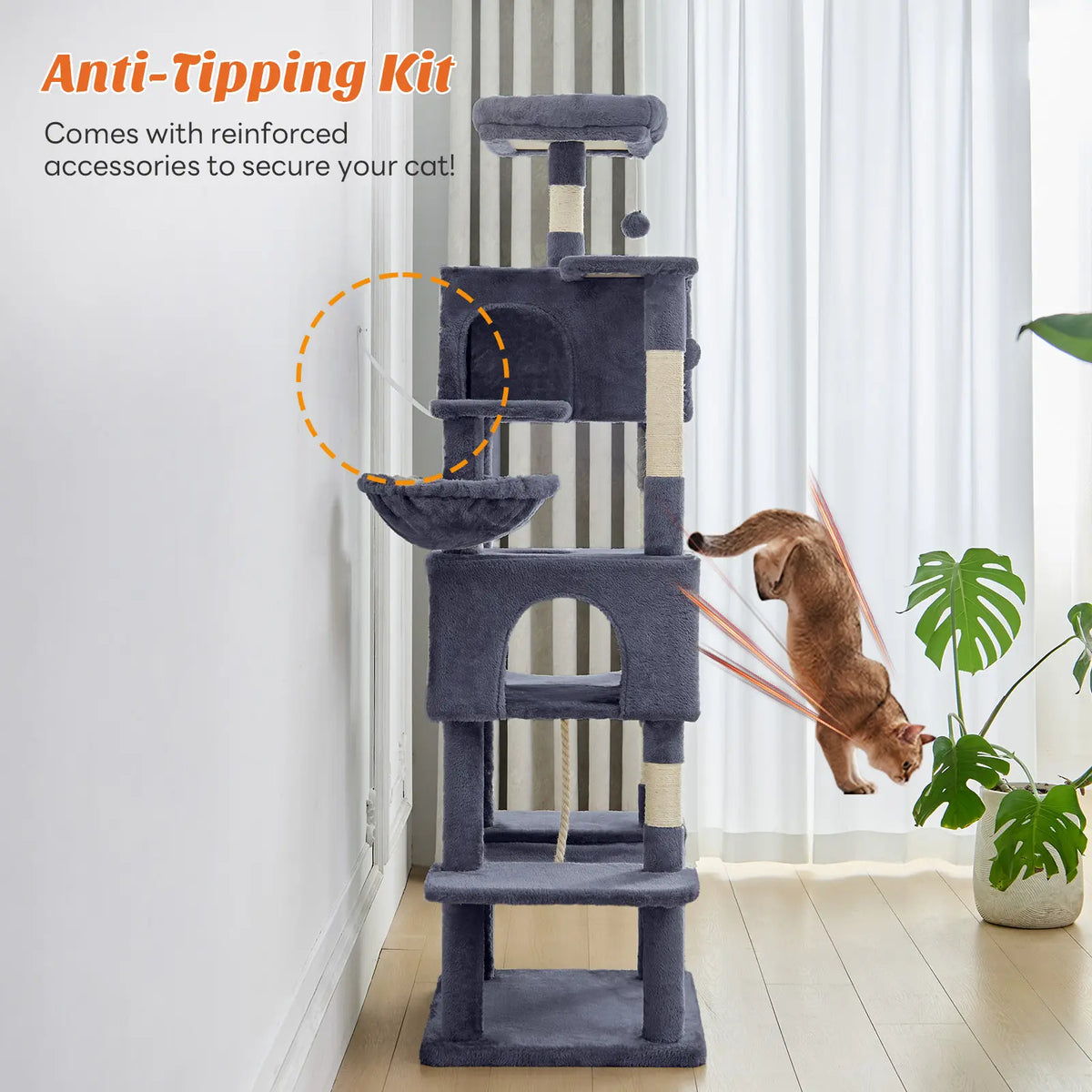 Cat Climbing Shelf, Post Cascading Cat Climbing Shelf, Indoor Playhouse, Cozy Nest, Durable, Space-Saving Design, Gift for Pet Owners