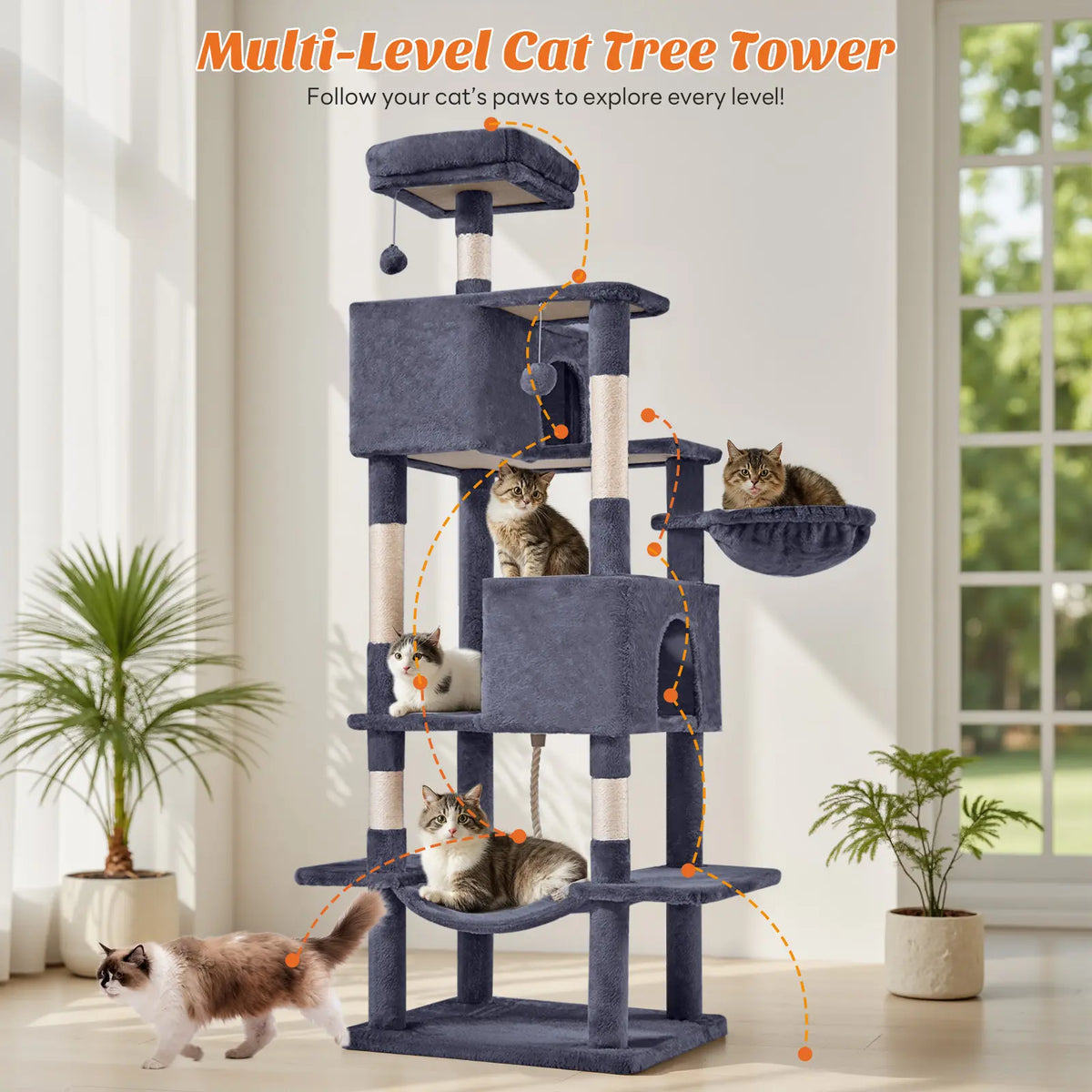 Cat Climbing Shelf, Post Cascading Cat Climbing Shelf, Indoor Playhouse, Cozy Nest, Durable, Space-Saving Design, Gift for Pet Owners