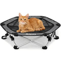 Pecute Elevated Dog Bed with Cooling Blanket - 16Mm Foldable Portable Steel Frame, Hose-Cleanable Mesh Saves Time, 60Kg Weight Capacity, Fold Back in 3S, Storage Bag, for Small Dogs Poodle, Patio Camping Outdoor Pet Cot, Plain